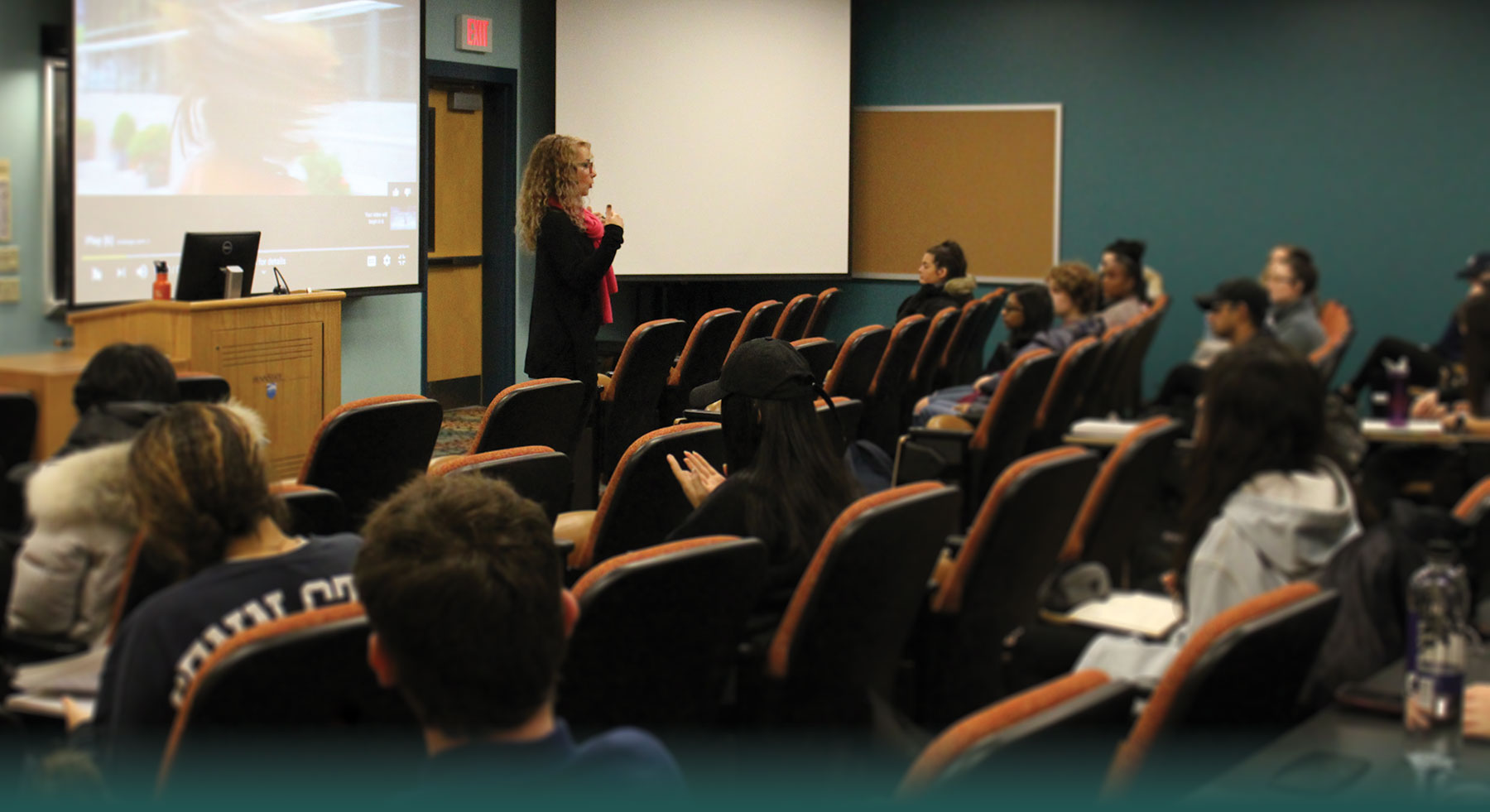 A professor lectures in the classroom