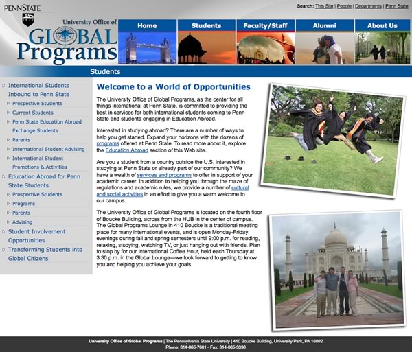 Penn State Global Programs Website