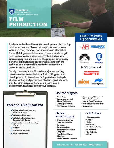 Bellisario College Brochure Cover - Film Production