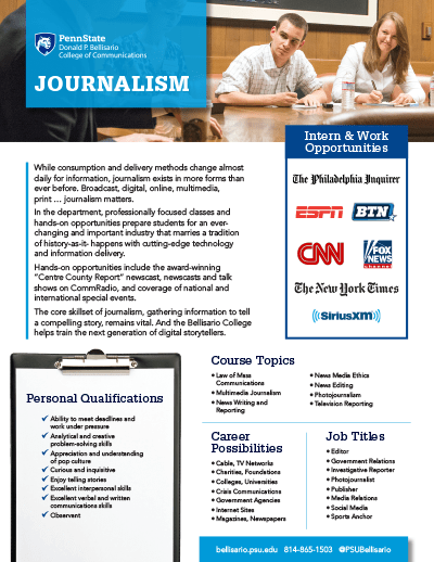 Bellisario College Brochure Cover - Journalism