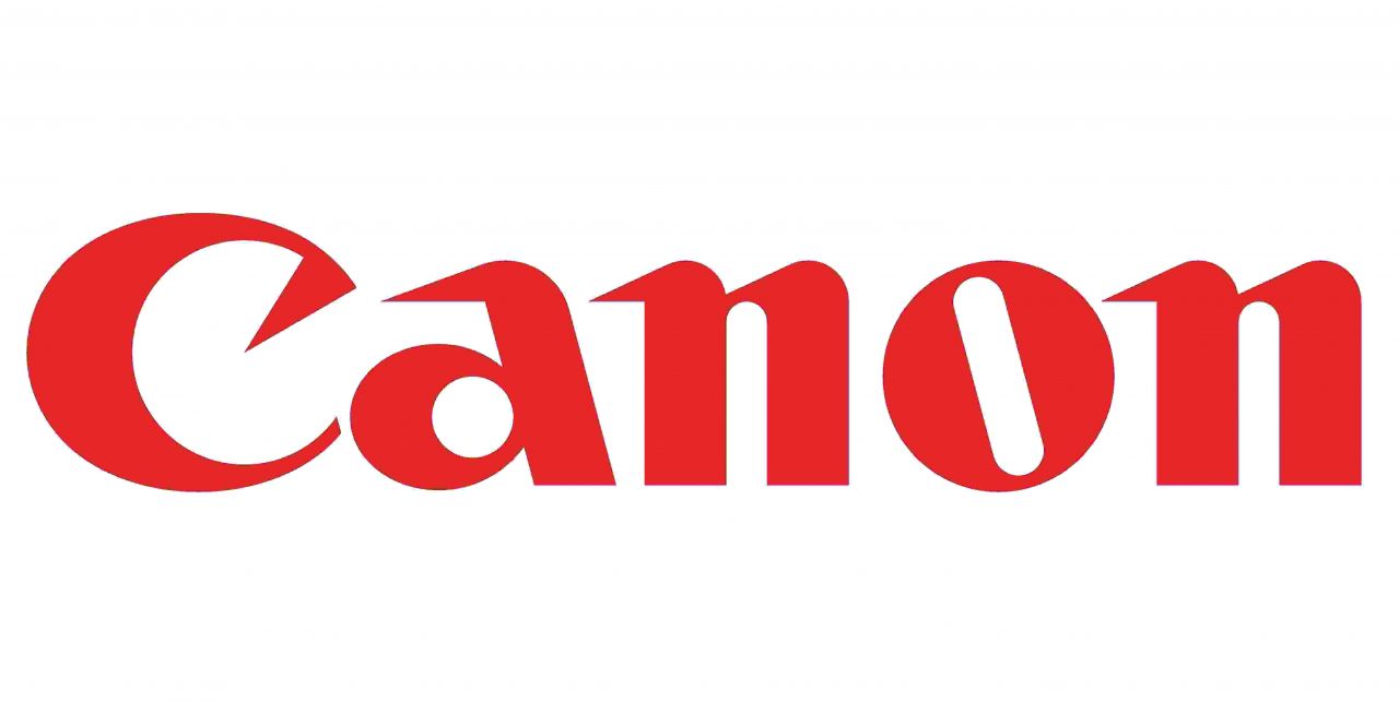 Canon corporate logo, red letters on white field
