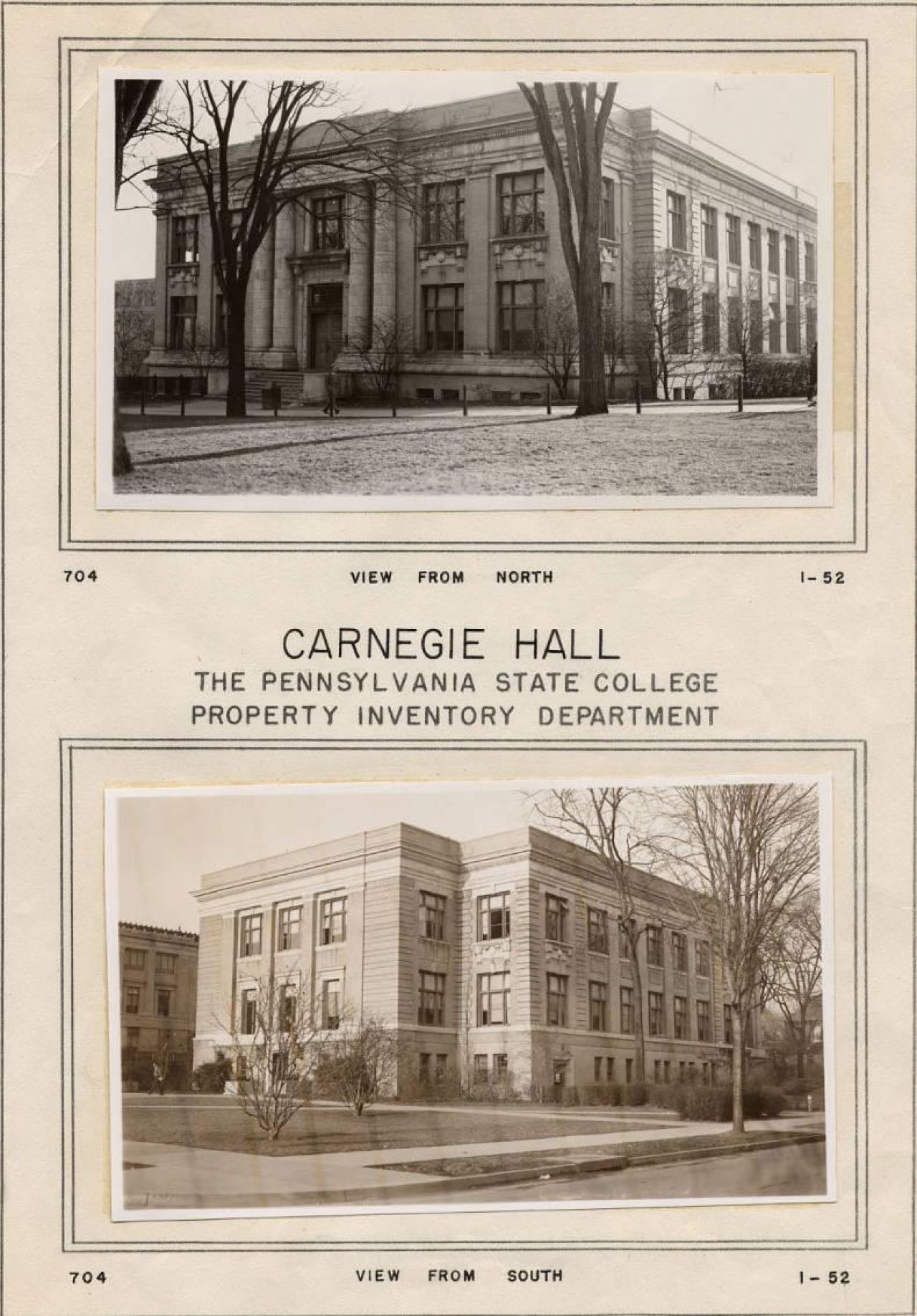 Black and white photographs of Carnegie Building shortly after construction