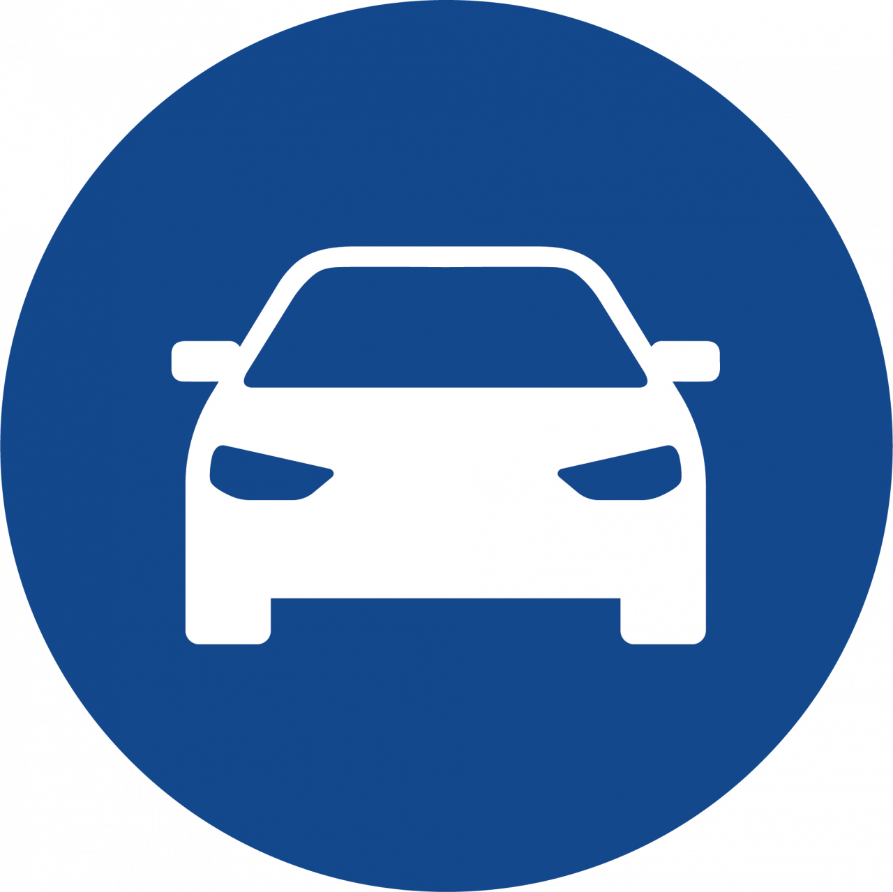 Blue circle with white car icon centered inside