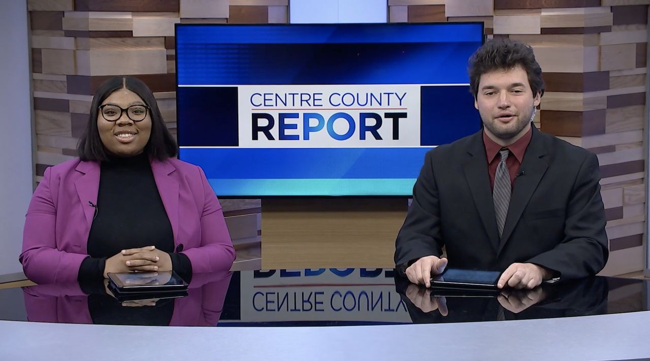 Centre County Report desk with two hosts