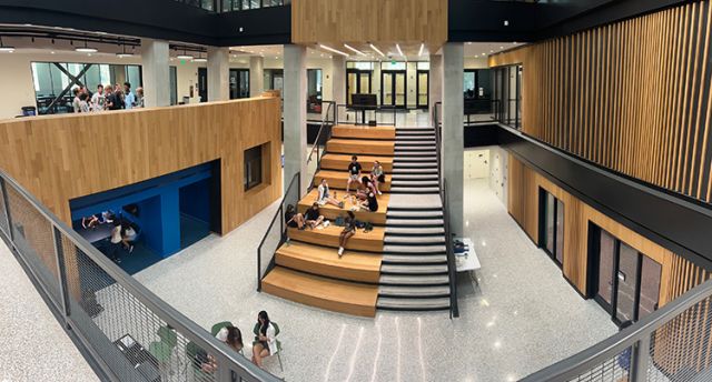 Big perspective shot in media center.
