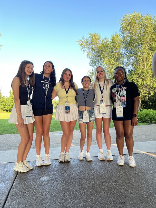 Six campers in a row