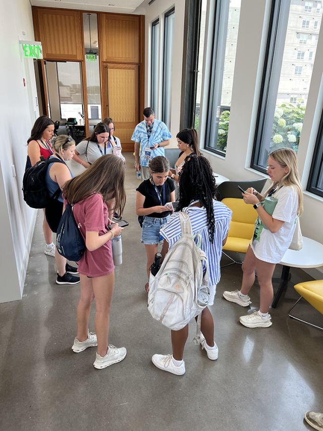 Campers creating in a building