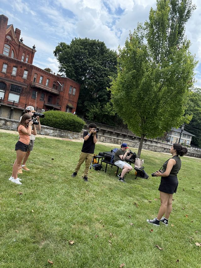 Camera practice in a park