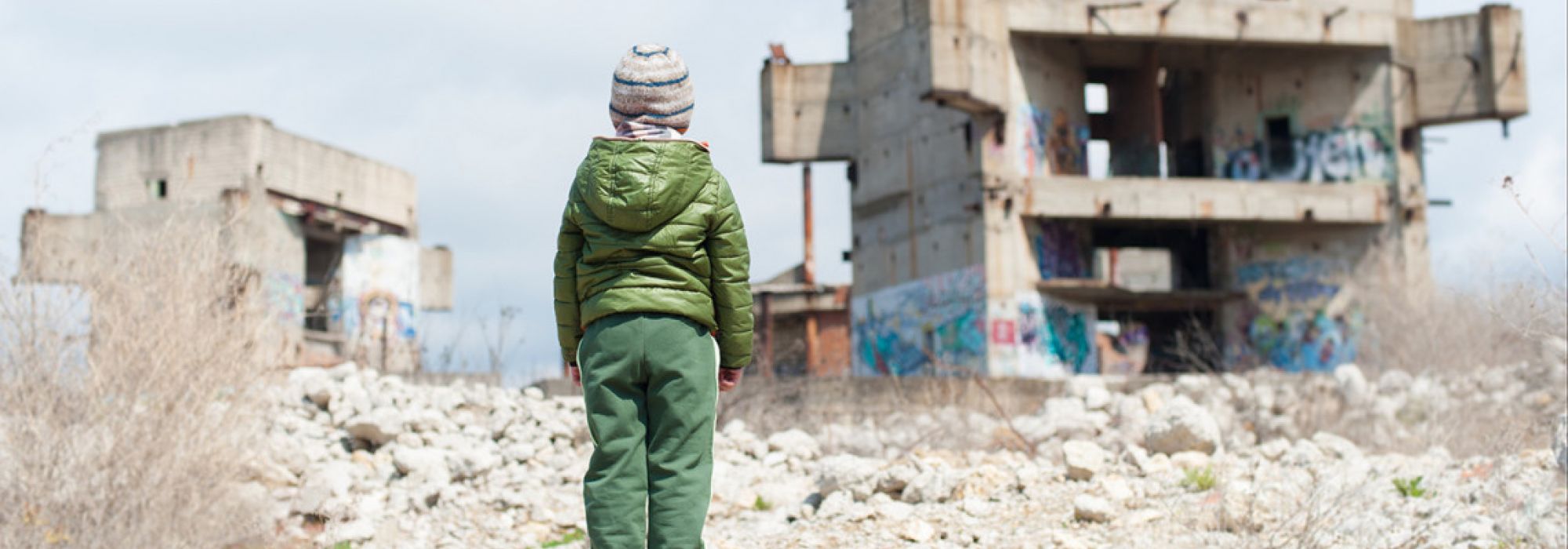 A young child in a conflict zone