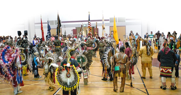 Overview of dancers at Powwow