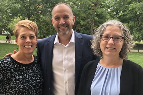 Staff photograph of the three-person career services and internships team