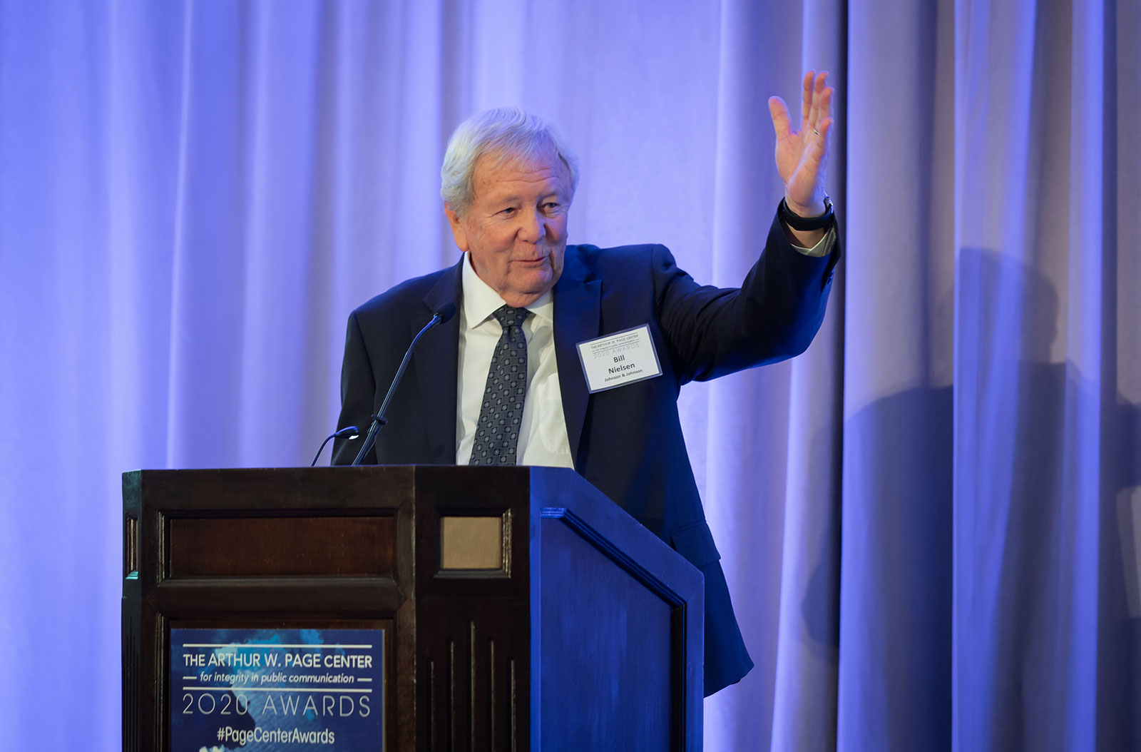 Page Center advisory board chair Bill Nielsen welcomes nearly 200 attendees to the fourth annual awards dinner.