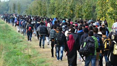 Refugees fleeing their country. 